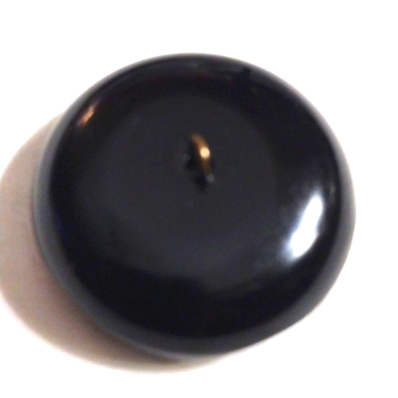 BAKELITE BLACK VINTAGE BUTTON BLUE FLORAL CENTER, - Picture 3 of 4